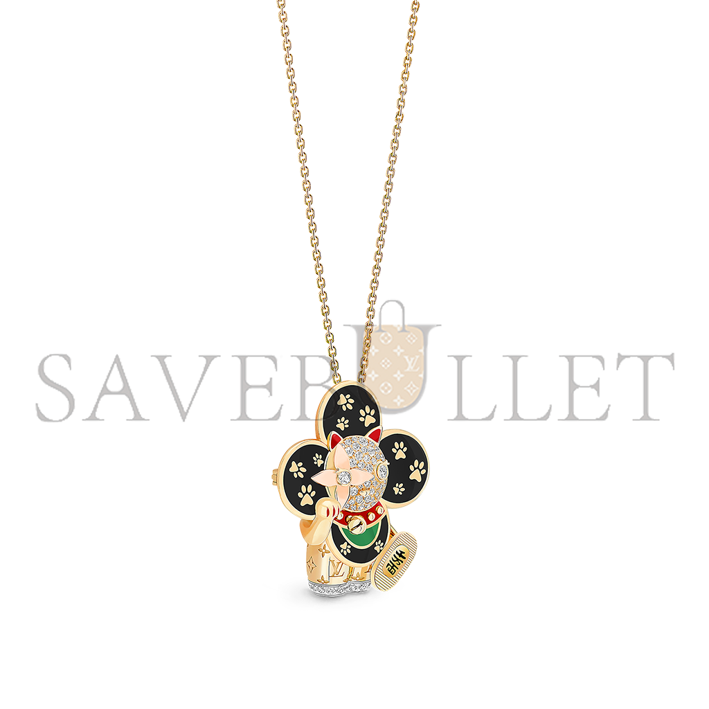 l**is v*t*n vivienne maneki neko pendant, 3 golds, lacquer & Di*m*nds q93901